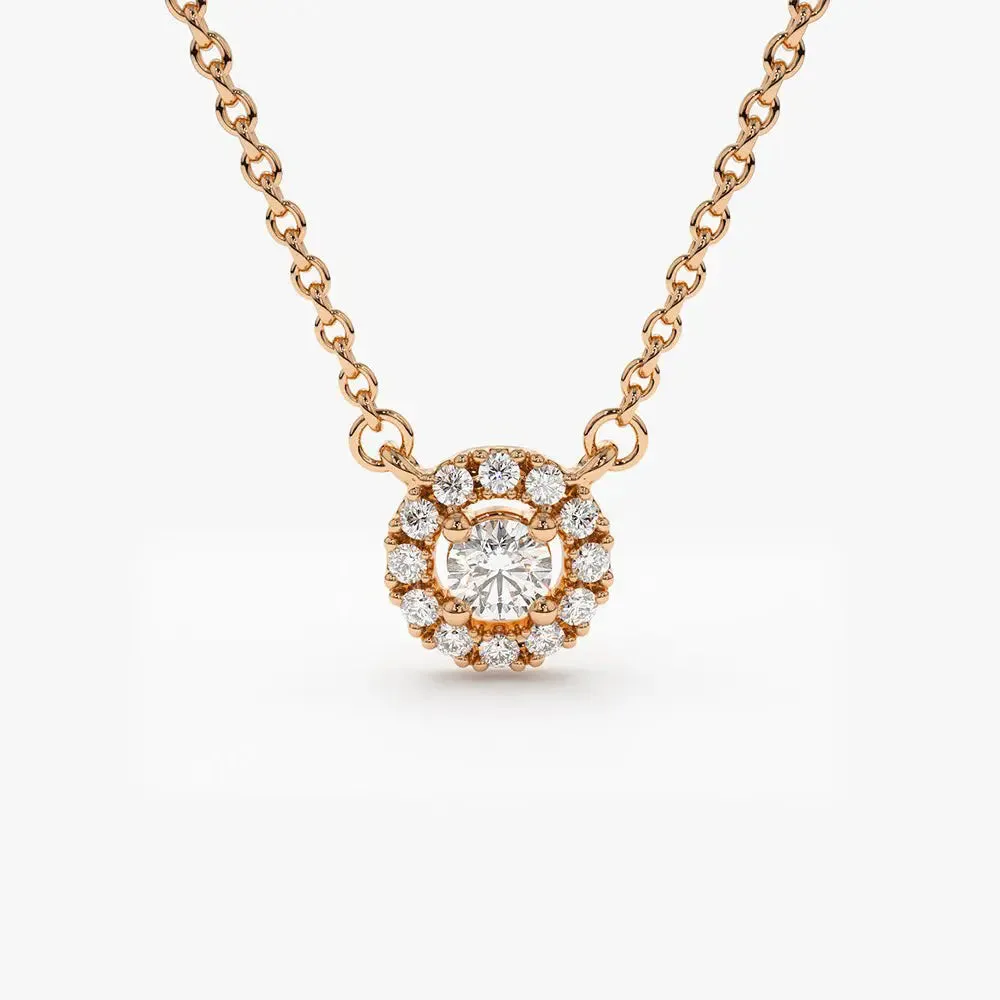 0.15CTW Mini Diamond Halo Necklace