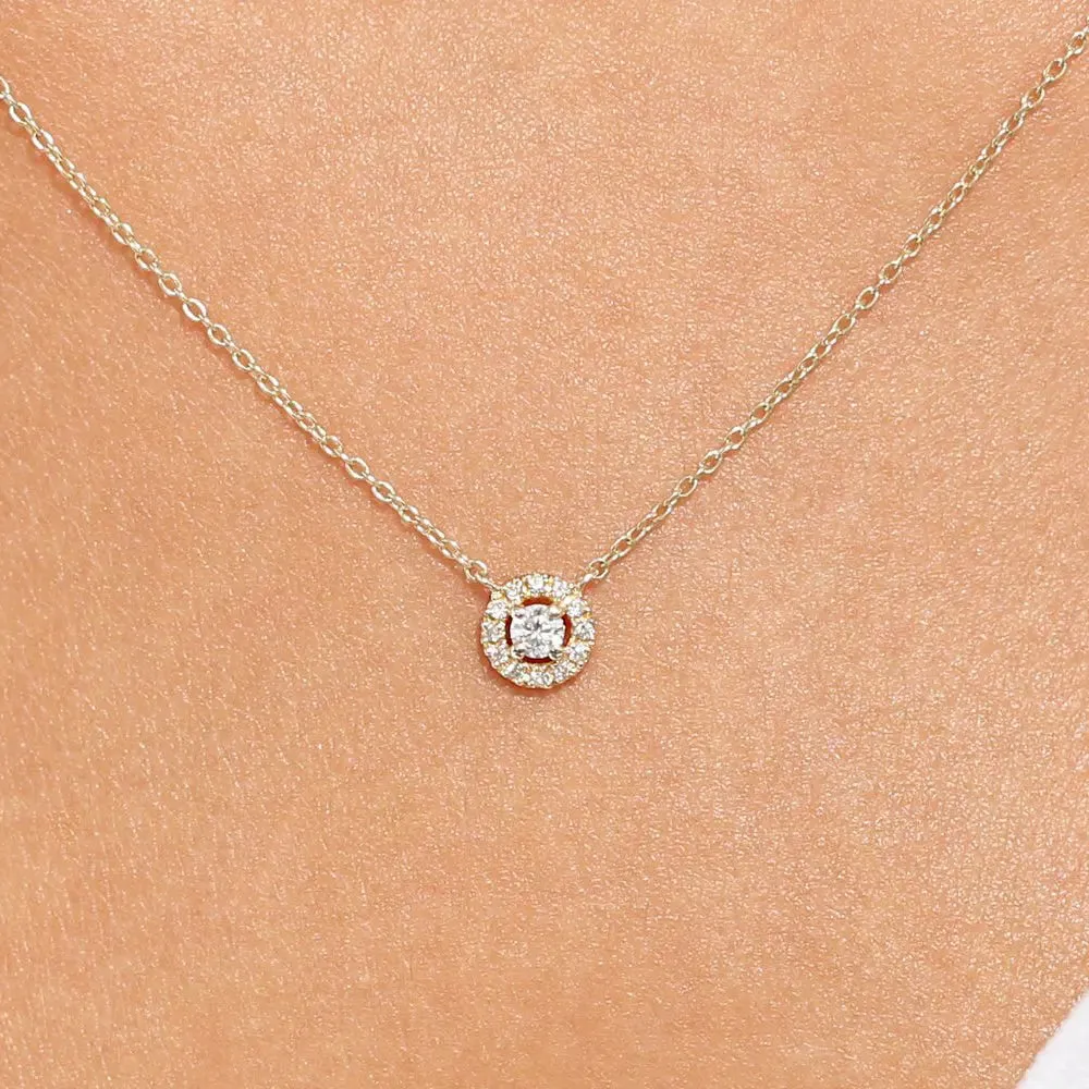 0.15CTW Mini Diamond Halo Necklace