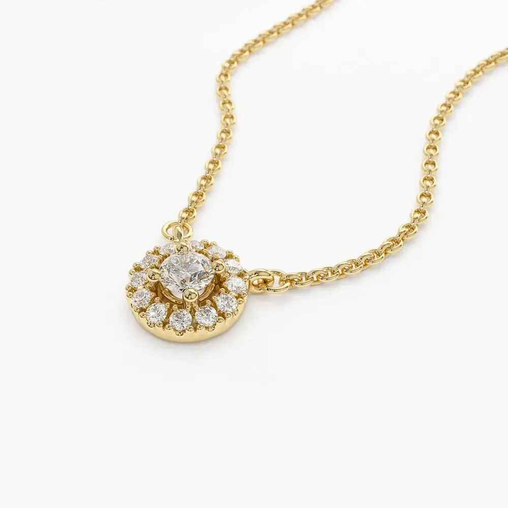 0.15CTW Mini Diamond Halo Necklace