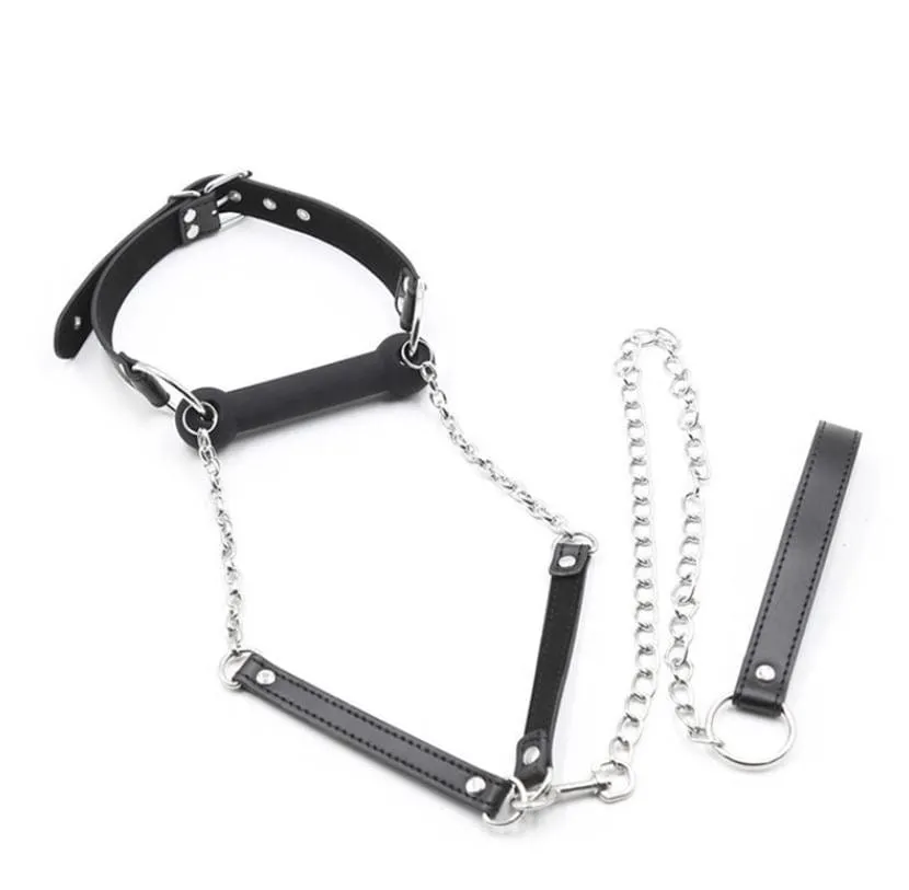 0888MQ      Black Strap Silicone Bit Gag with Reins