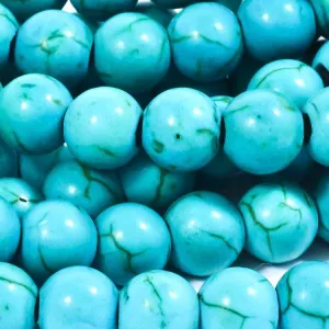 12mm Turquoise Howlite  Round with 2.5mm Hole (aprox 17)