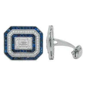 14K GOLD DIAMOND AND SAPPHIRE KYLE CUFFLINKS