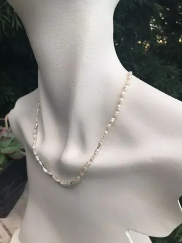 14K Gold Estate Vintage Antique Cultured White Pearls Bead Signed 14kp Necklace