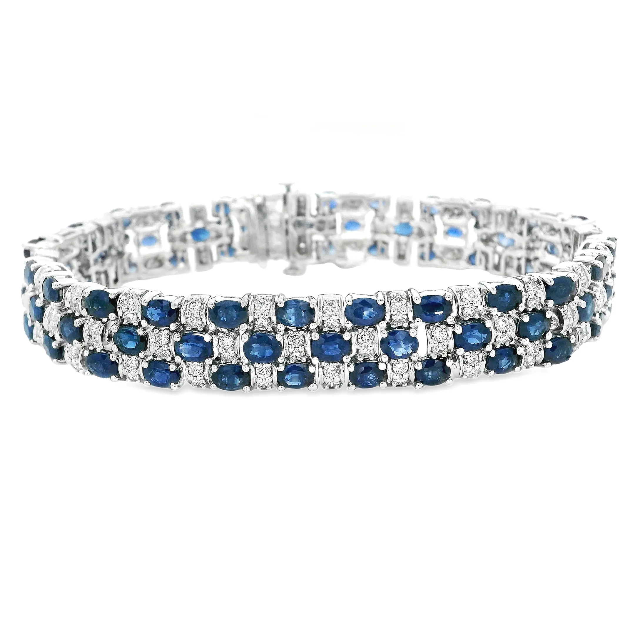 14k White Gold Diamond and Sapphire Bracelet