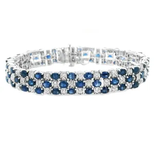 14k White Gold Diamond and Sapphire Bracelet