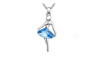 18K Silver Plated Austrian Crystal Ballerina Angel Pendant Necklace Ladies Copper Alloy Girls Necklace Gifts Jewelry