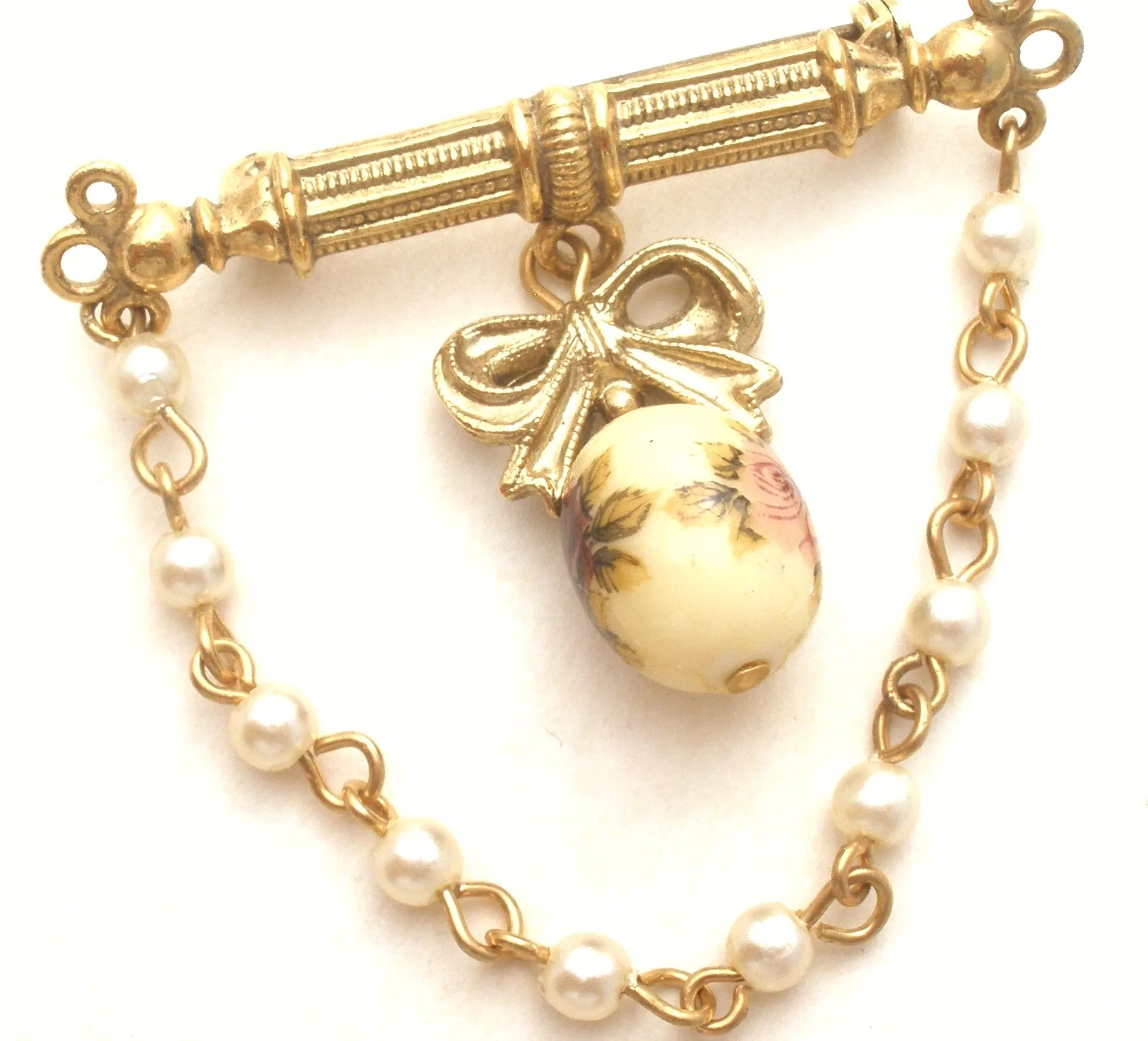 1928 Co Rose & Pearl Brooch Vintage