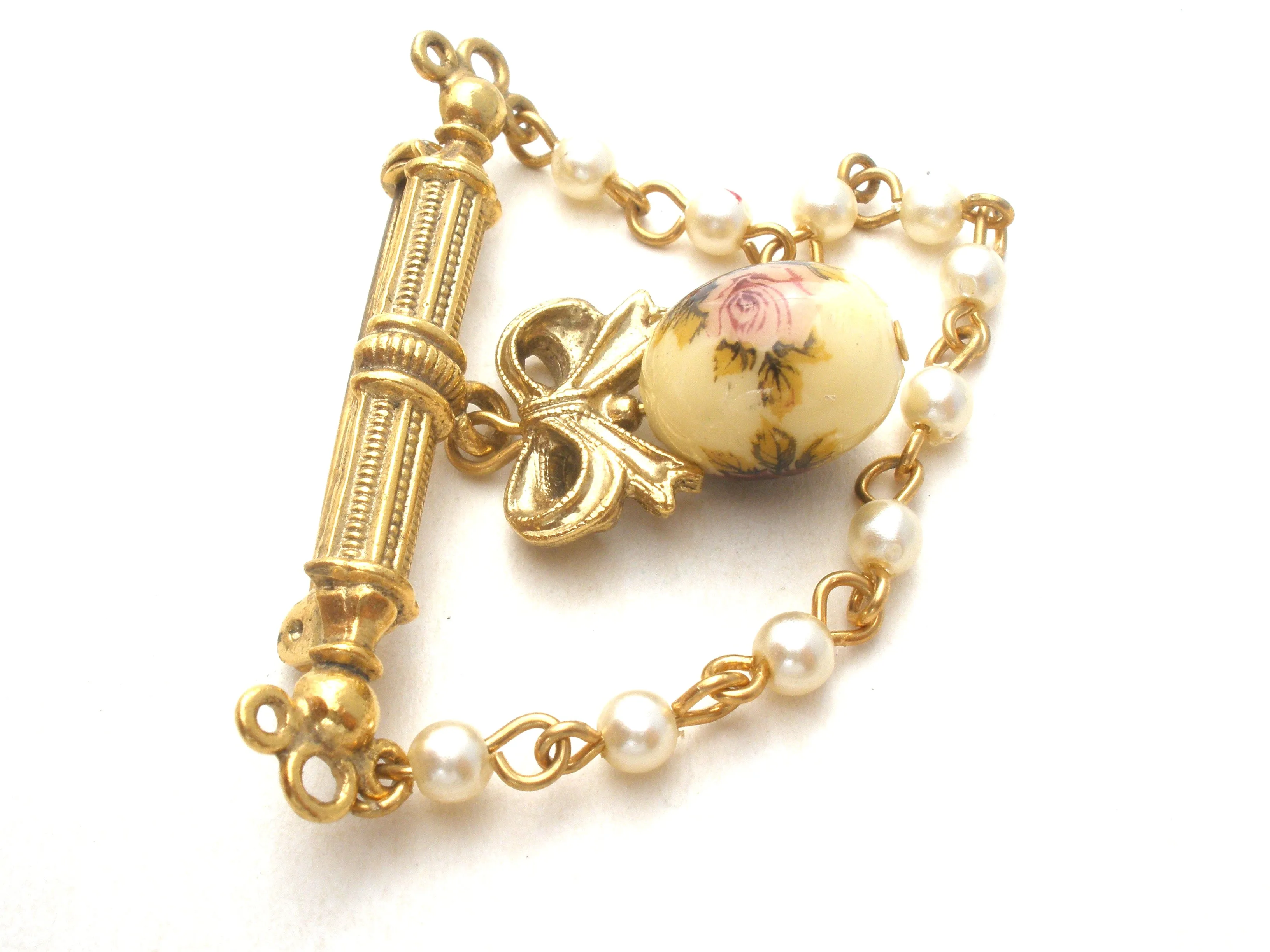 1928 Co Rose & Pearl Brooch Vintage