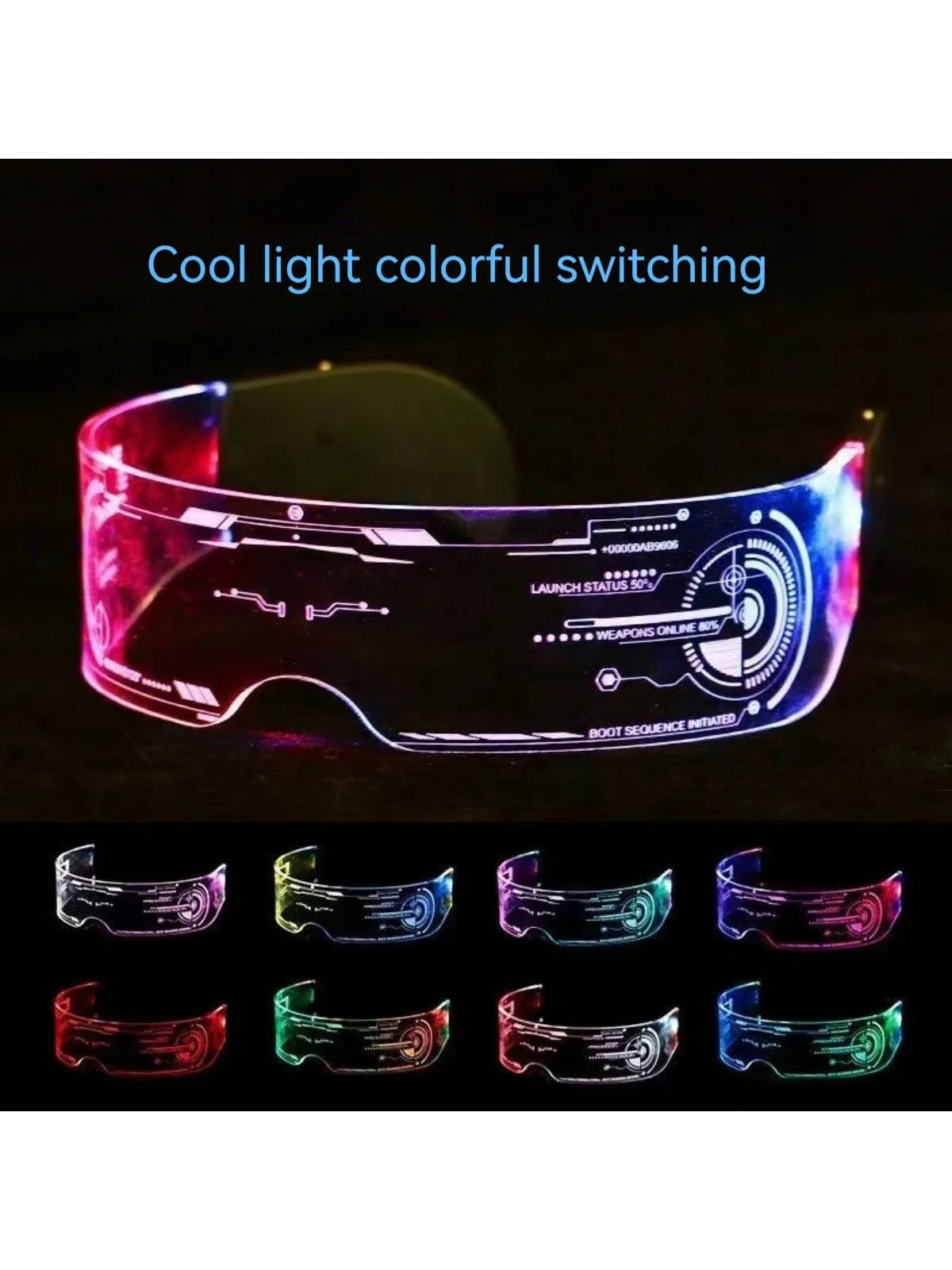 1pc Unisex Monochrome Light Up Glasses, Fashionable And Futuristic Luminous Decorative Glasses, Perfect For Parties, Photography, And Daily Life Street