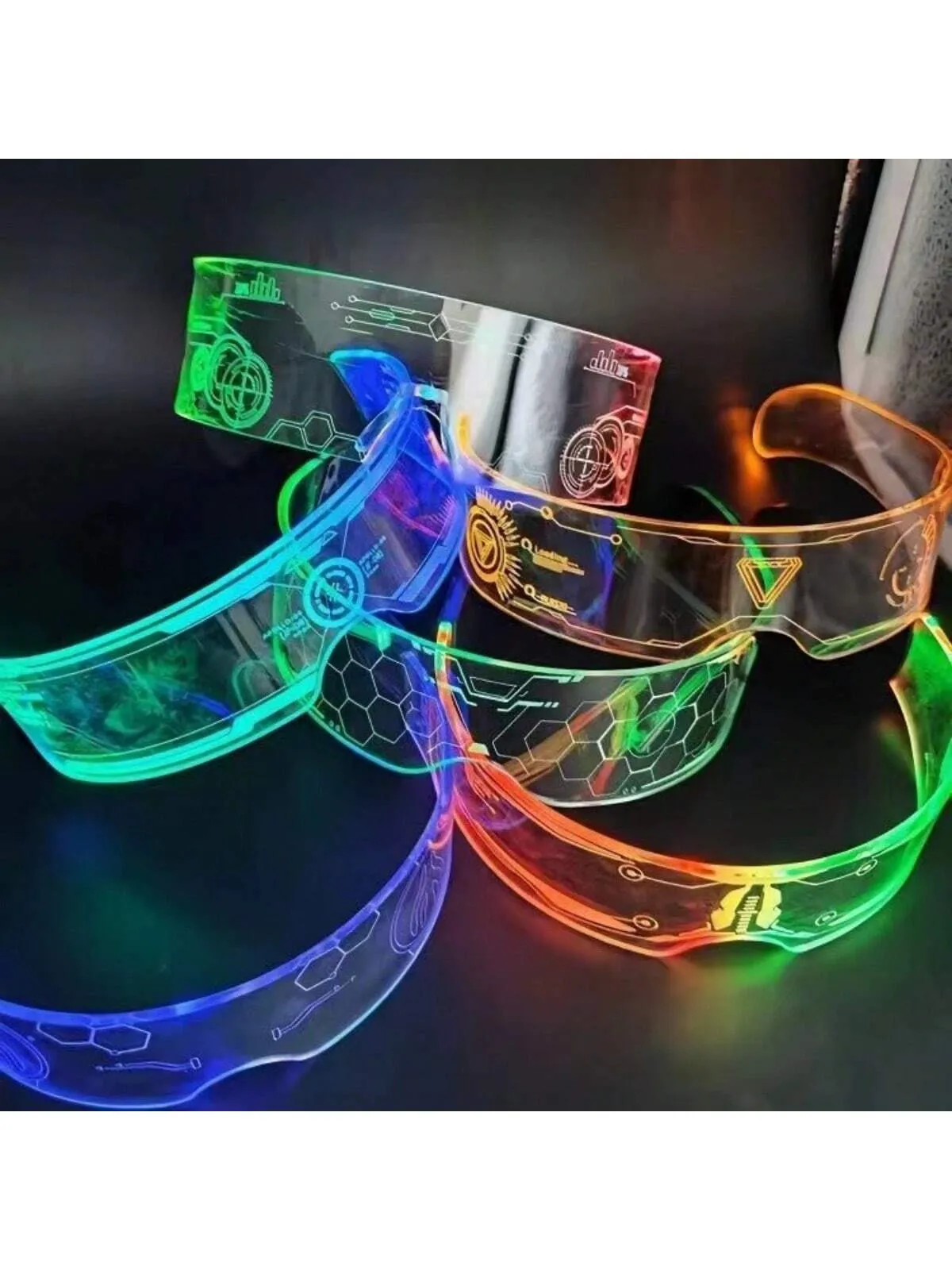 1pc Unisex Monochrome Light Up Glasses, Fashionable And Futuristic Luminous Decorative Glasses, Perfect For Parties, Photography, And Daily Life Street