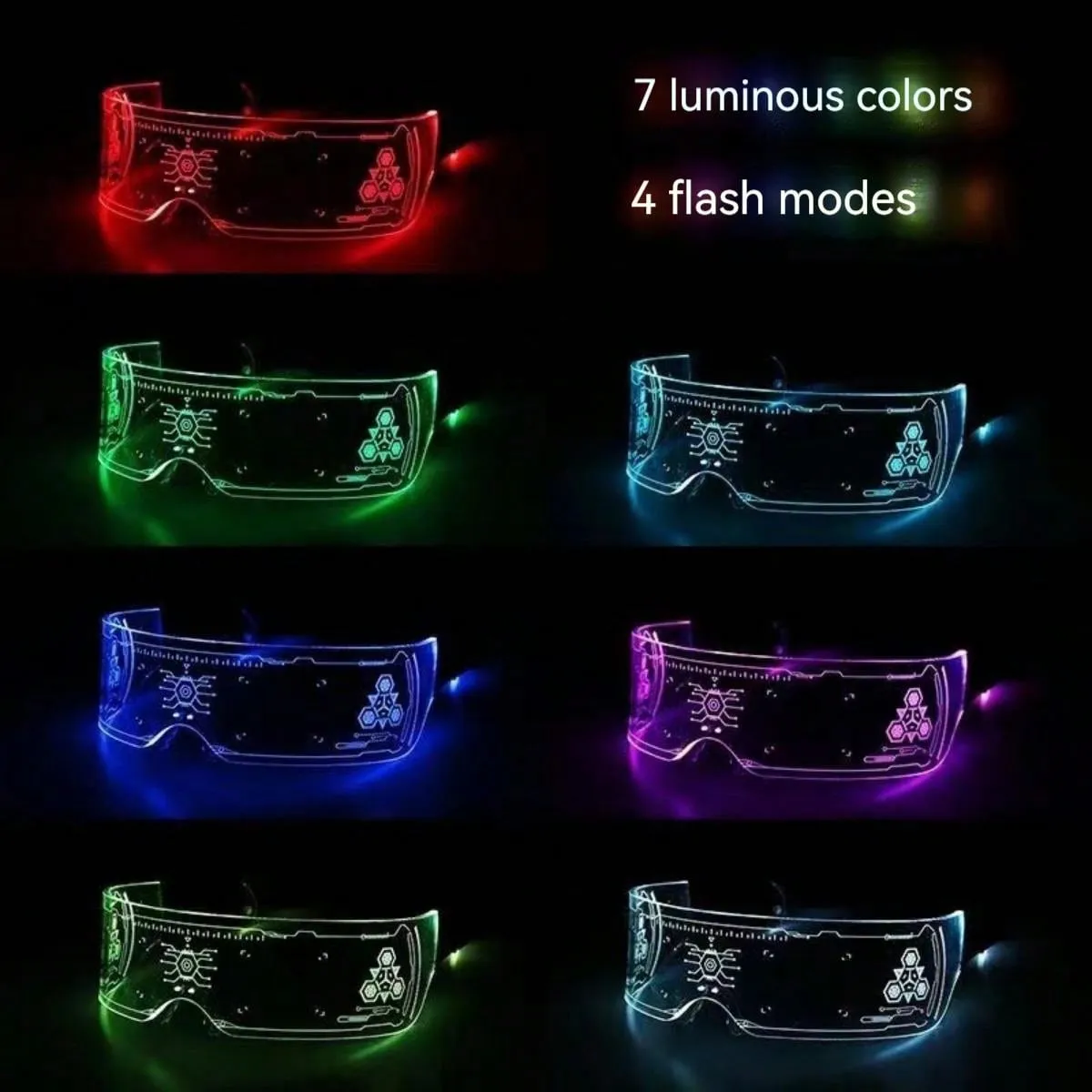 1pc Unisex Monochrome Light Up Glasses, Fashionable And Futuristic Luminous Decorative Glasses, Perfect For Parties, Photography, And Daily Life Street