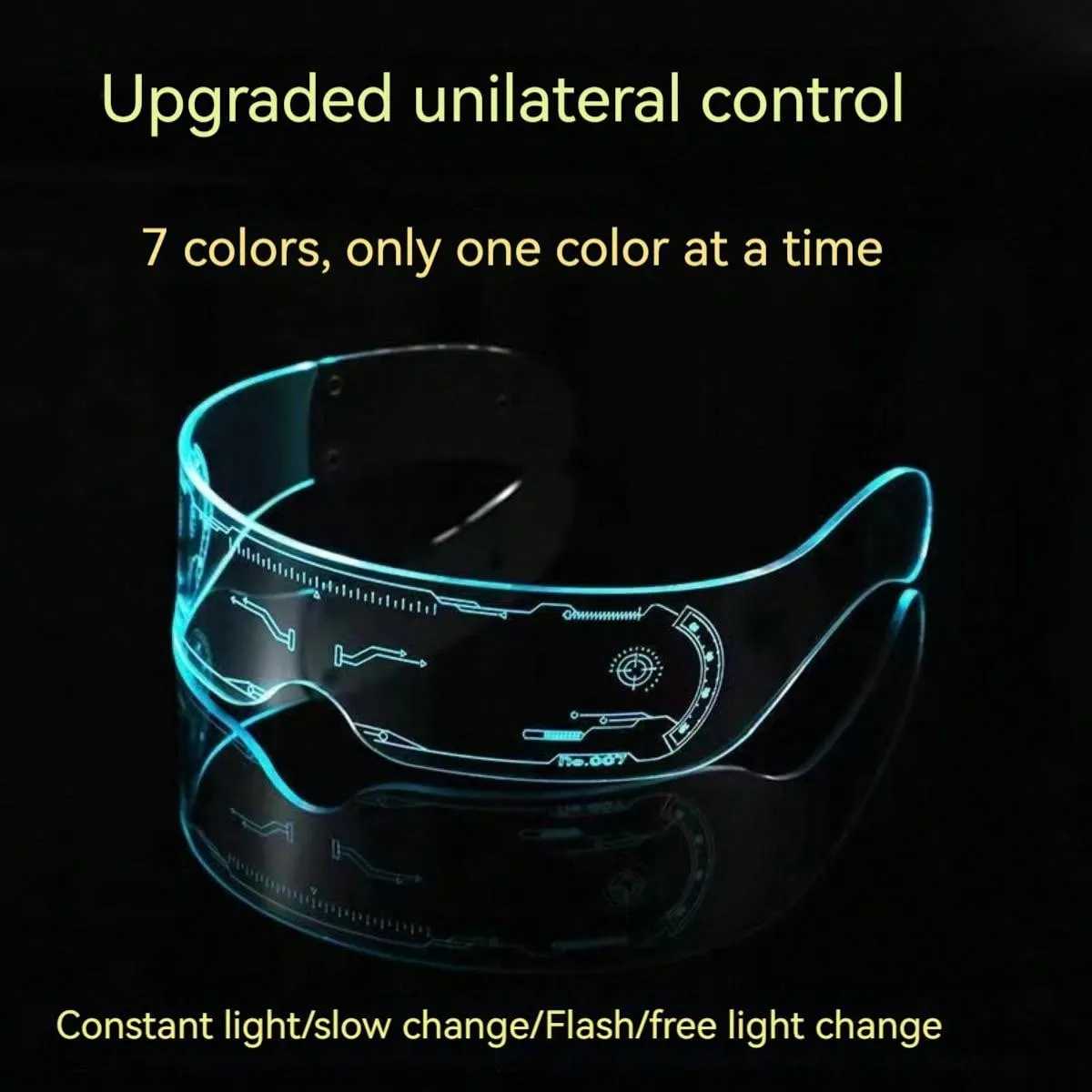 1pc Unisex Monochrome Light Up Glasses, Fashionable And Futuristic Luminous Decorative Glasses, Perfect For Parties, Photography, And Daily Life Street