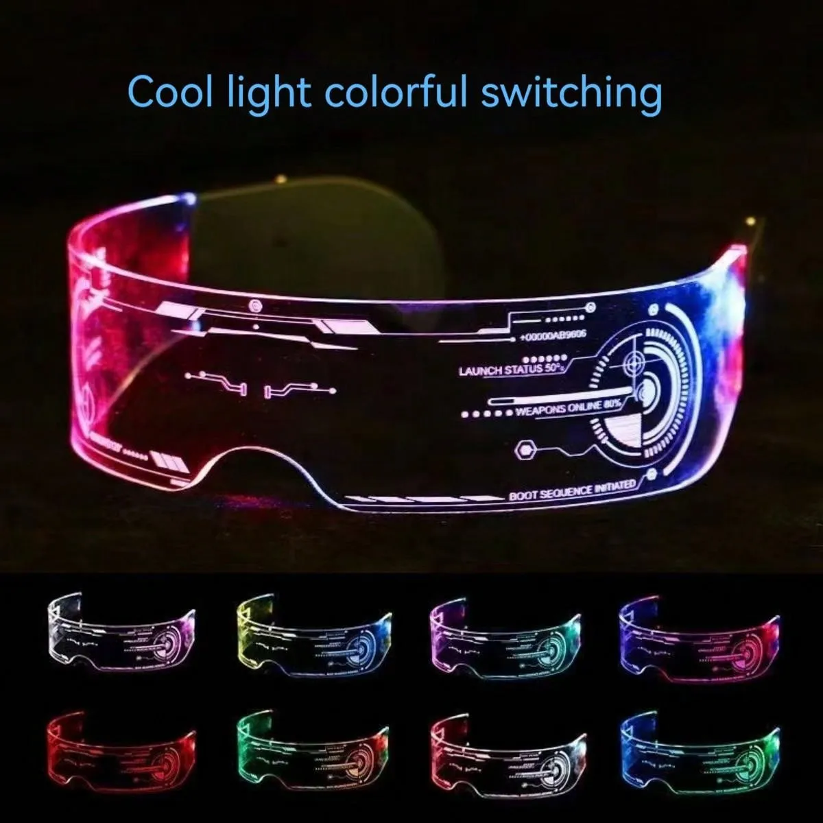 1pc Unisex Monochrome Light Up Glasses, Fashionable And Futuristic Luminous Decorative Glasses, Perfect For Parties, Photography, And Daily Life Street