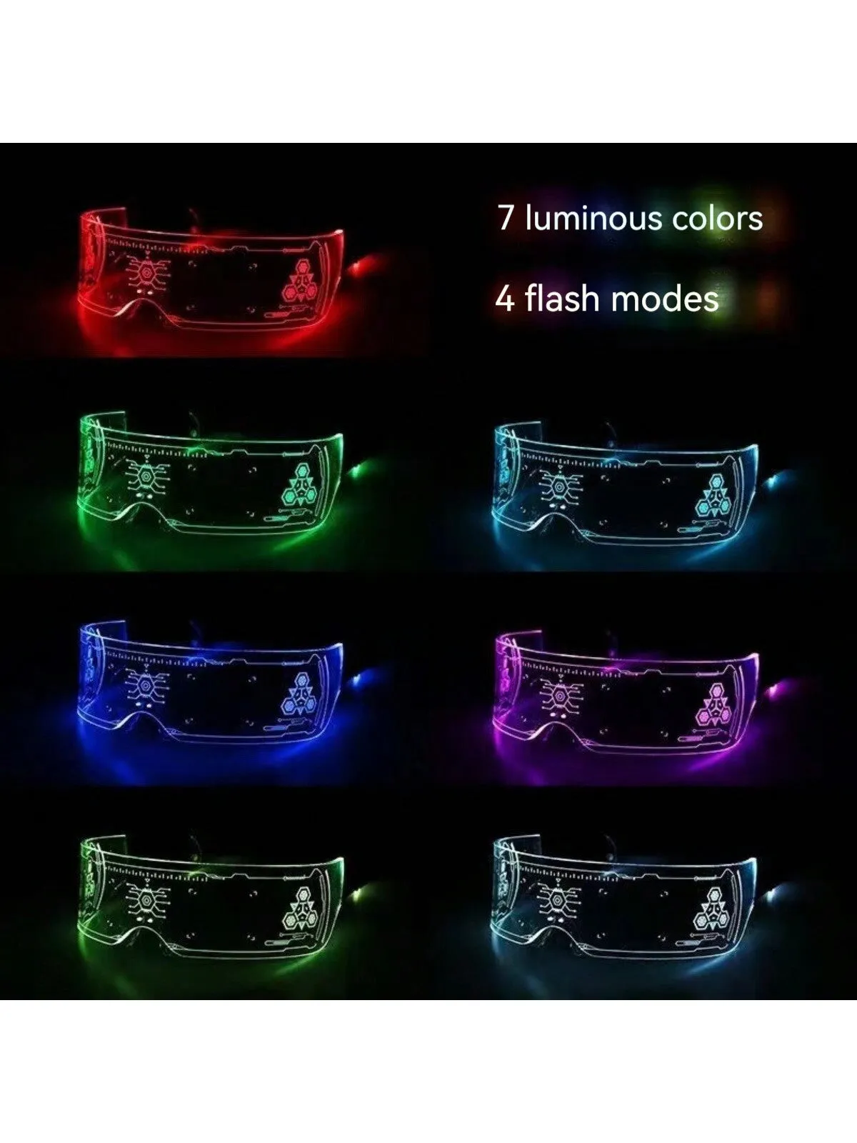 1pc Unisex Monochrome Light Up Glasses, Fashionable And Futuristic Luminous Decorative Glasses, Perfect For Parties, Photography, And Daily Life Street