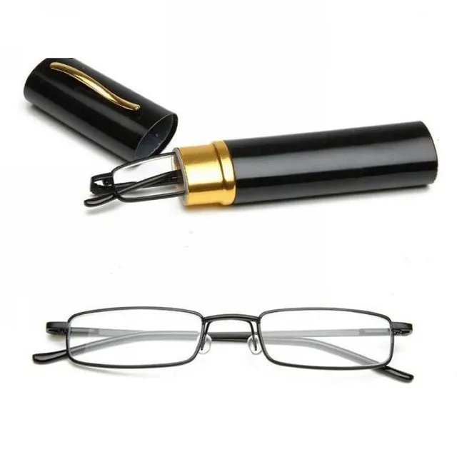 1Pc Unisex New Comfy Stainless Steel Frame Resin Reading Glasses Vision Care 1.00-4.00 With Tube Case Retro Business Eyeglasses