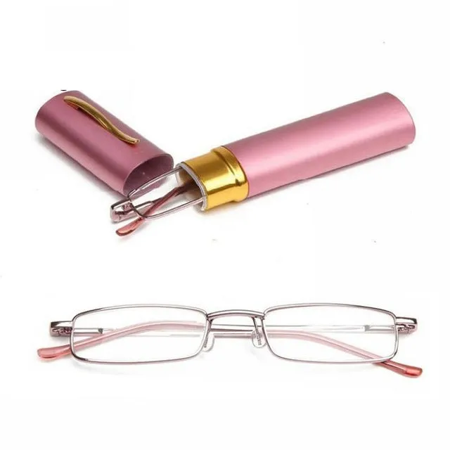 1Pc Unisex New Comfy Stainless Steel Frame Resin Reading Glasses Vision Care 1.00-4.00 With Tube Case Retro Business Eyeglasses