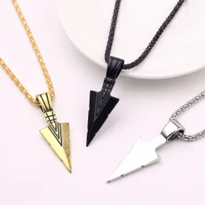 2022 Men Fashion Jewelry Black Gold Silver color Arrow Head Pendant Long Chain Necklaces mens necklaces  Arrow