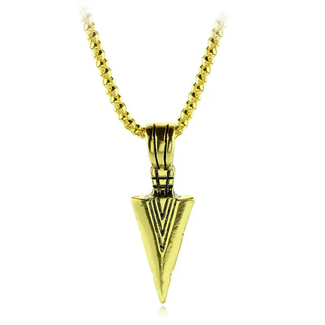 2022 Men Fashion Jewelry Black Gold Silver color Arrow Head Pendant Long Chain Necklaces mens necklaces  Arrow