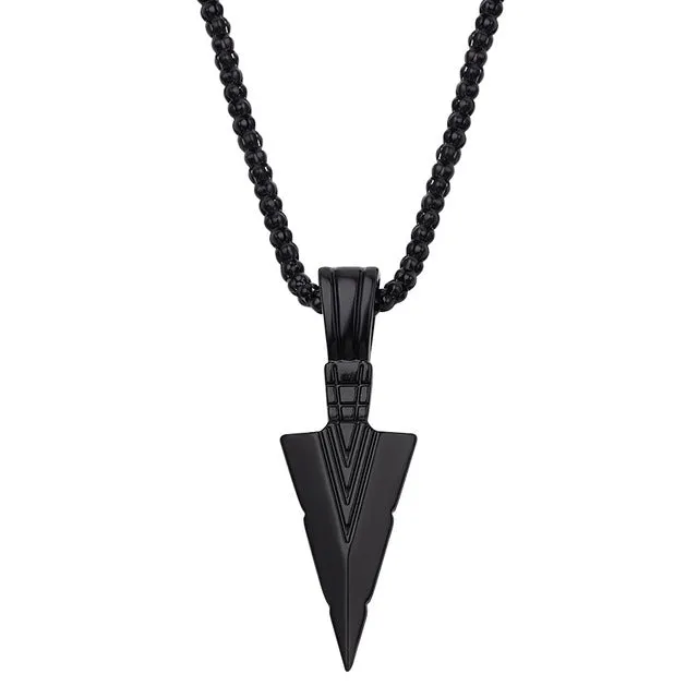 2022 Men Fashion Jewelry Black Gold Silver color Arrow Head Pendant Long Chain Necklaces mens necklaces  Arrow