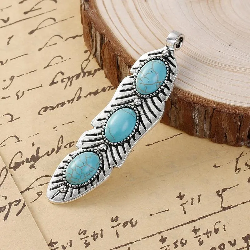 2Pcs Imation Stone Cactus Feather Pendant Necklace High Quality Engagement Wedding Women Jewelry