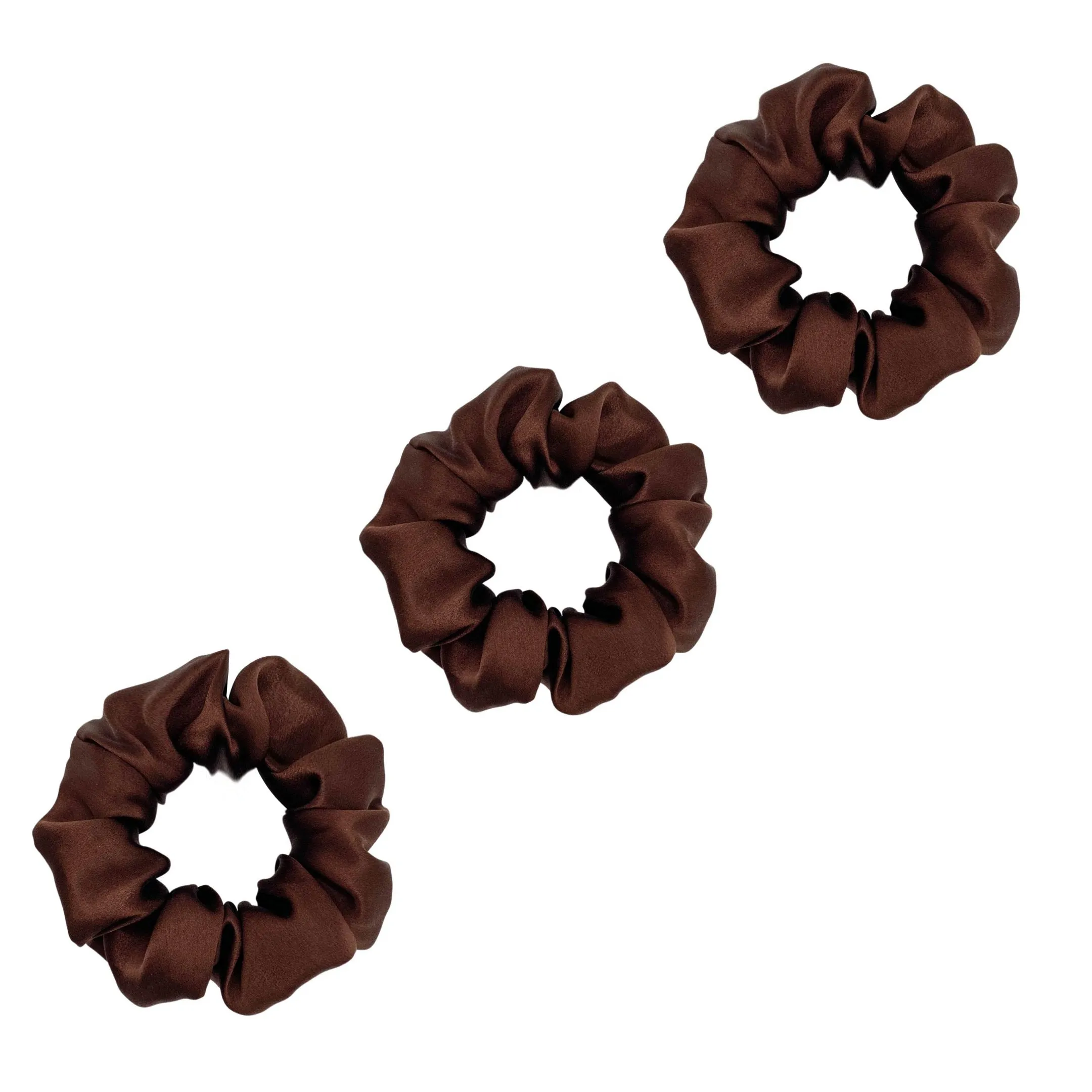 3 Pack Premium Mulberry Silk Scrunchies - Grey - Medium