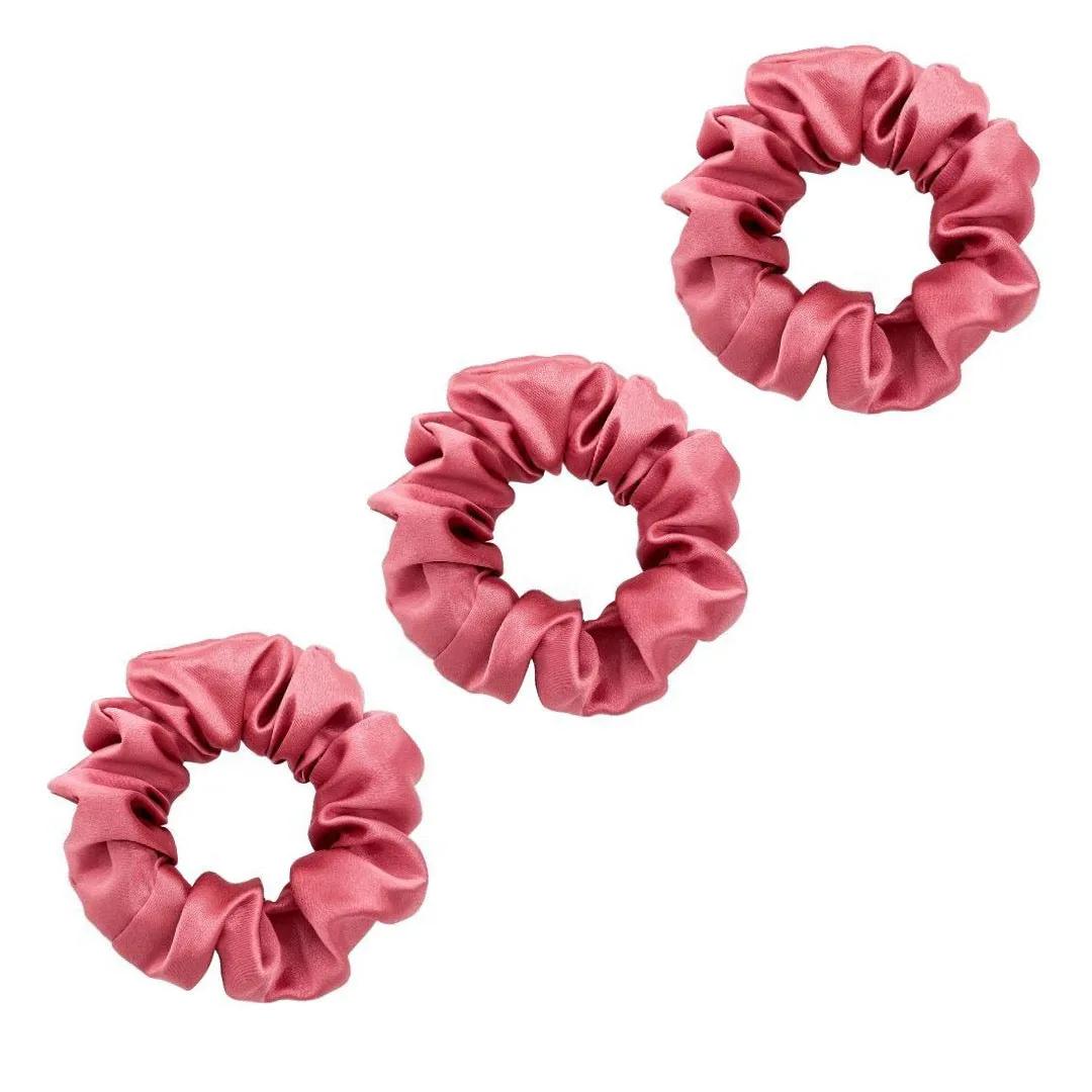 3 Pack Premium Mulberry Silk Scrunchies - Grey - Medium