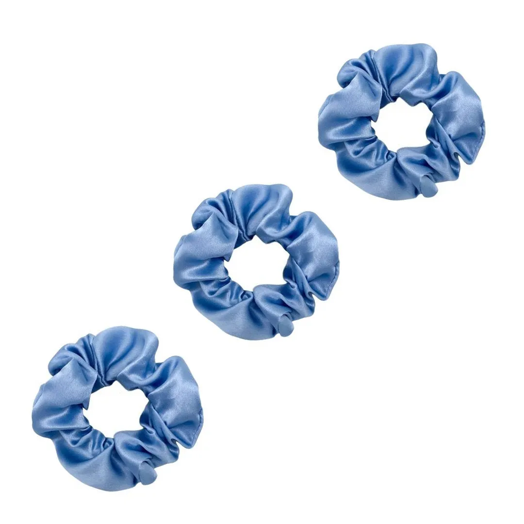 3 Pack Premium Mulberry Silk Scrunchies - Grey - Medium