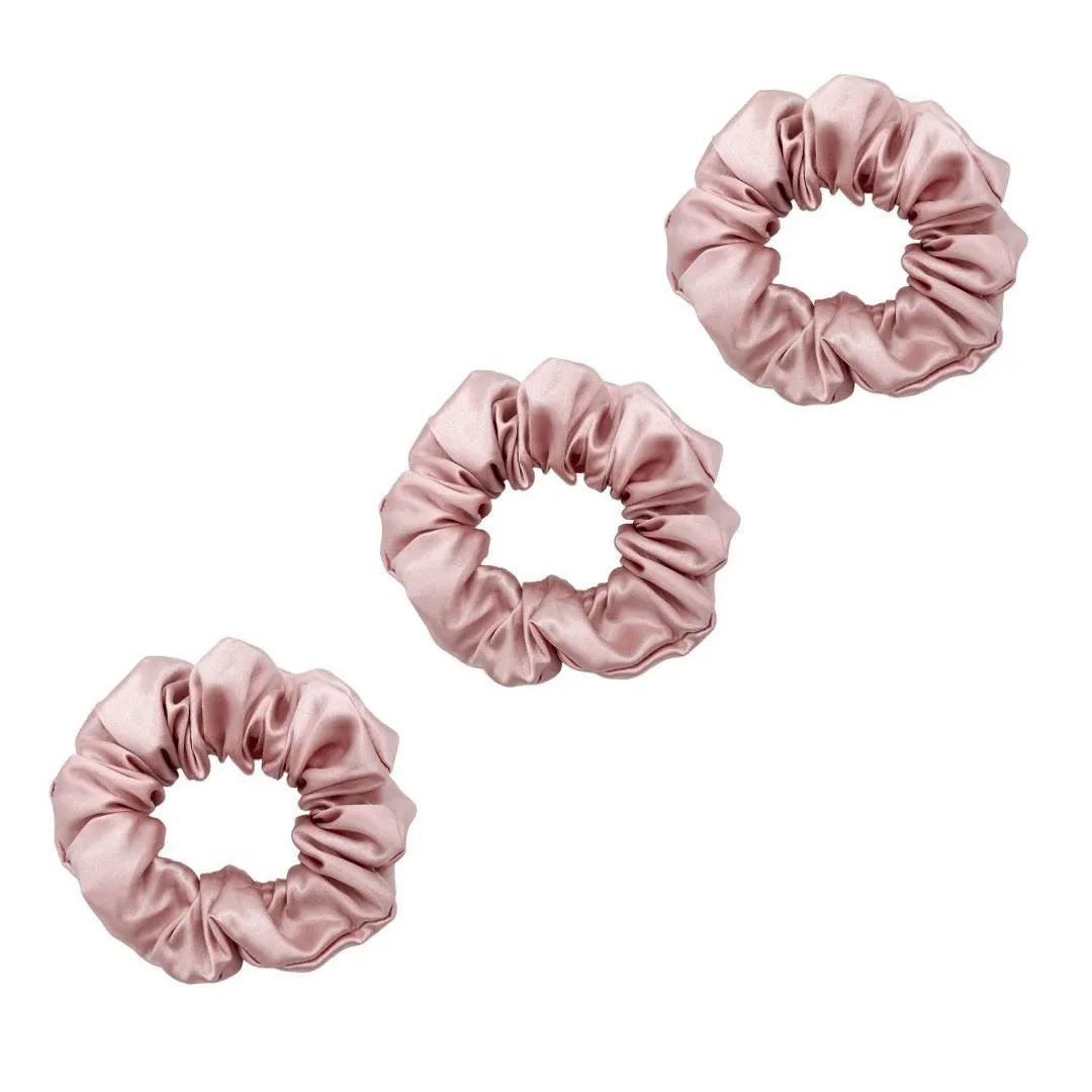 3 Pack Premium Mulberry Silk Scrunchies - Grey - Medium