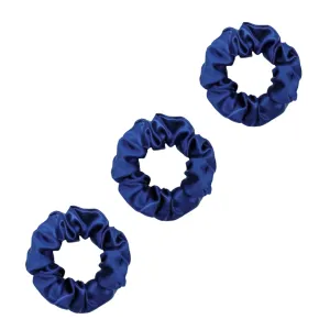 3 Pack Premium Mulberry Silk Scrunchies - Navy - Medium