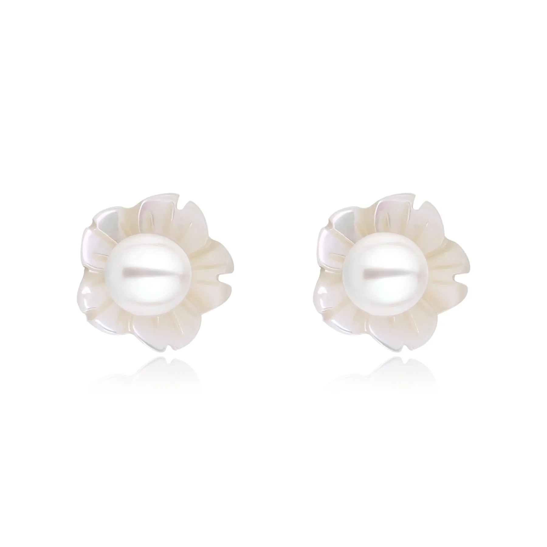 6-7mm Floral Freshwater Pearl Ear Stud Earrings