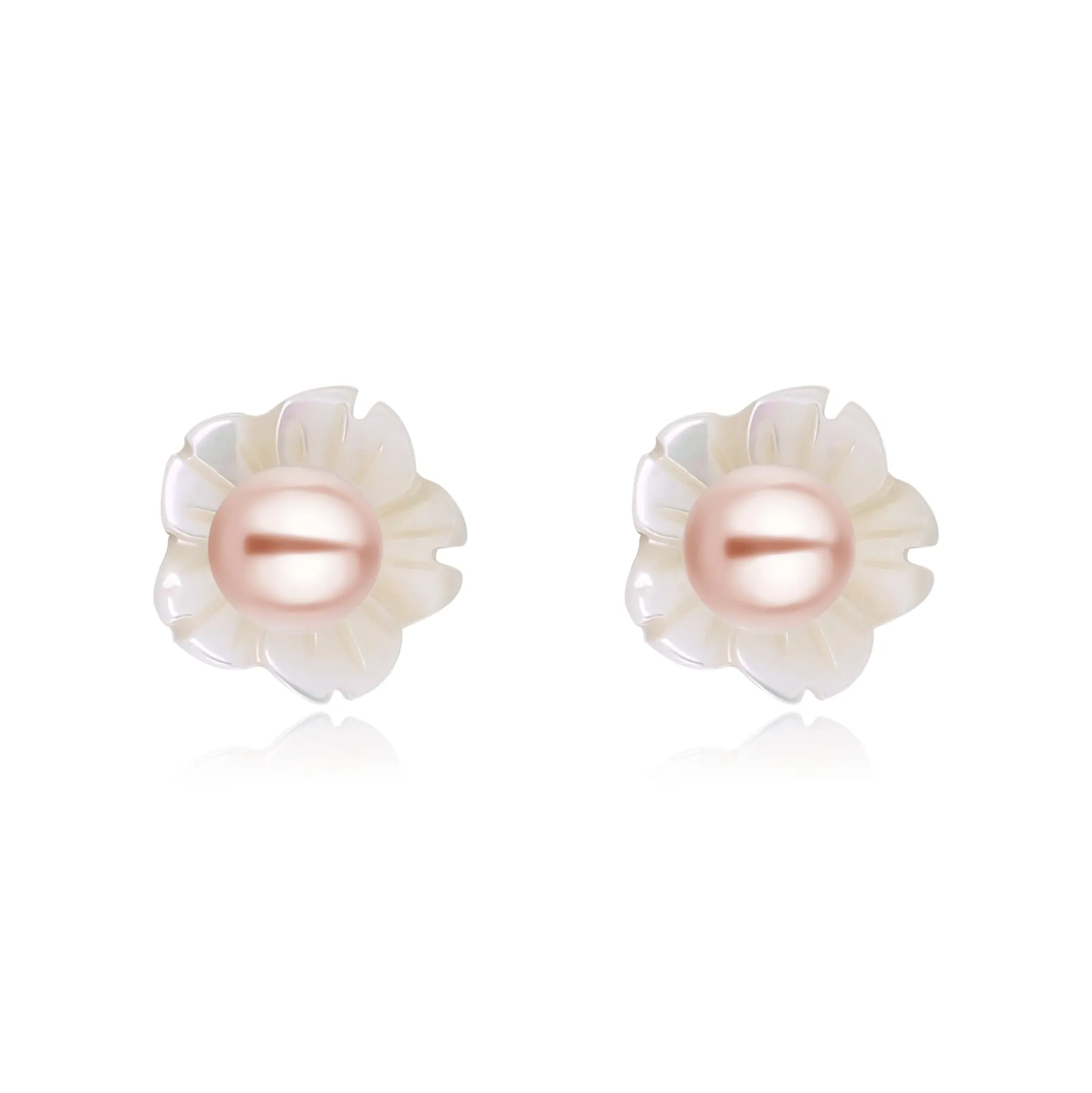 6-7mm Floral Freshwater Pearl Ear Stud Earrings