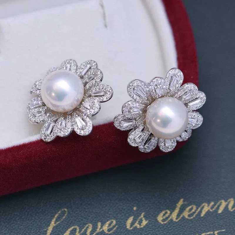 9-10mm Floral Freshwater Pearl Earrings