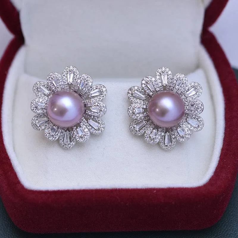 9-10mm Floral Freshwater Pearl Earrings