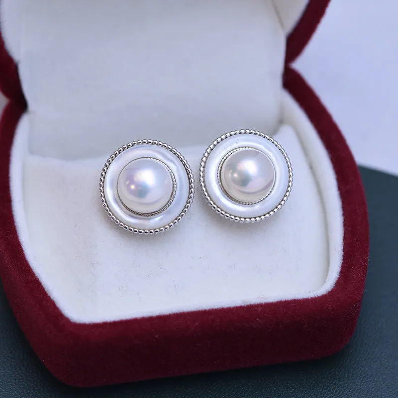 9-10mm Freshwater Pearl Round & Elysia Earrings