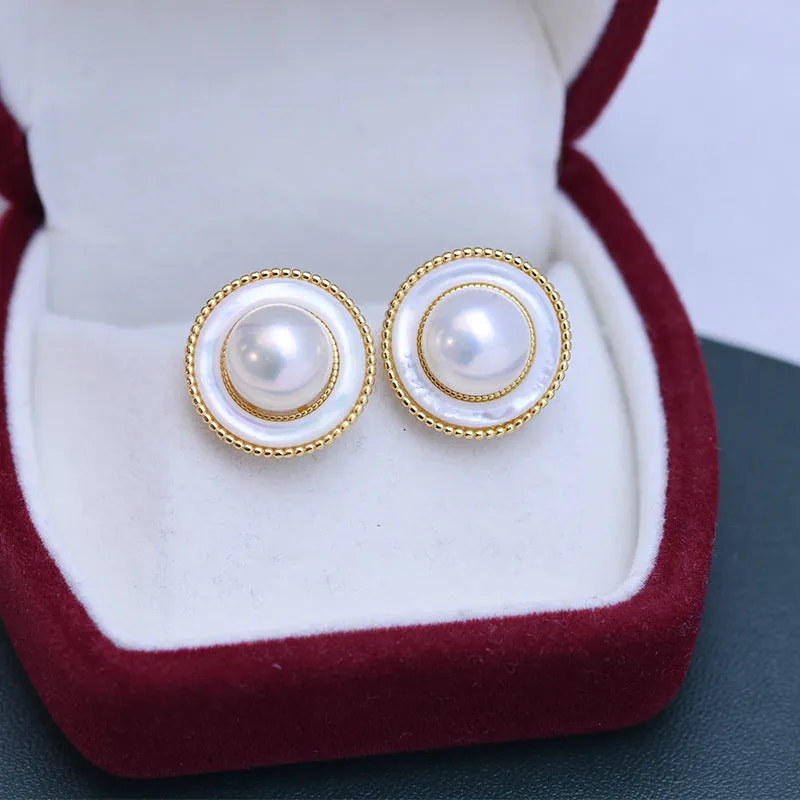 9-10mm Freshwater Pearl Round & Elysia Earrings