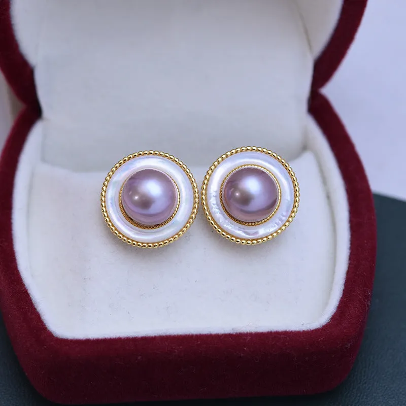 9-10mm Freshwater Pearl Round & Elysia Earrings