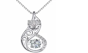 925 Silver Fox Pedant Necklaces Insert 1ct Movable Charm Necklace