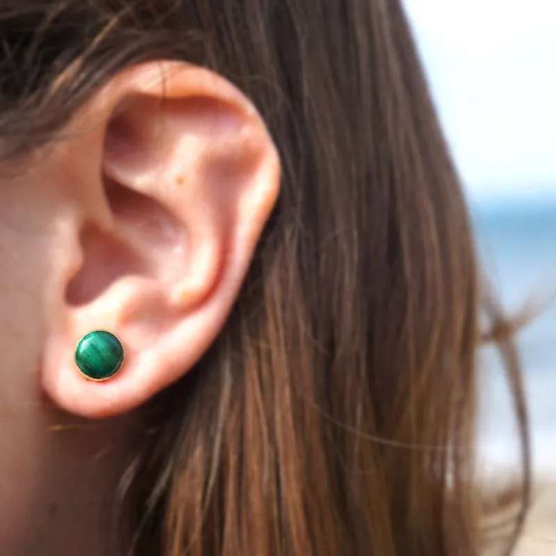 925 Sterling Silver Round Green Malachite 5mm Ring