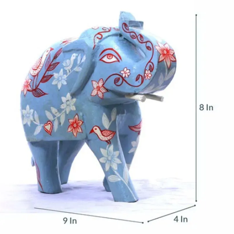 Adorable White Elephant Wooden Decor Statue