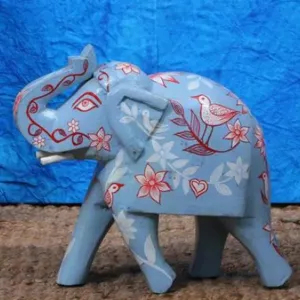 Adorable White Elephant Wooden Decor Statue