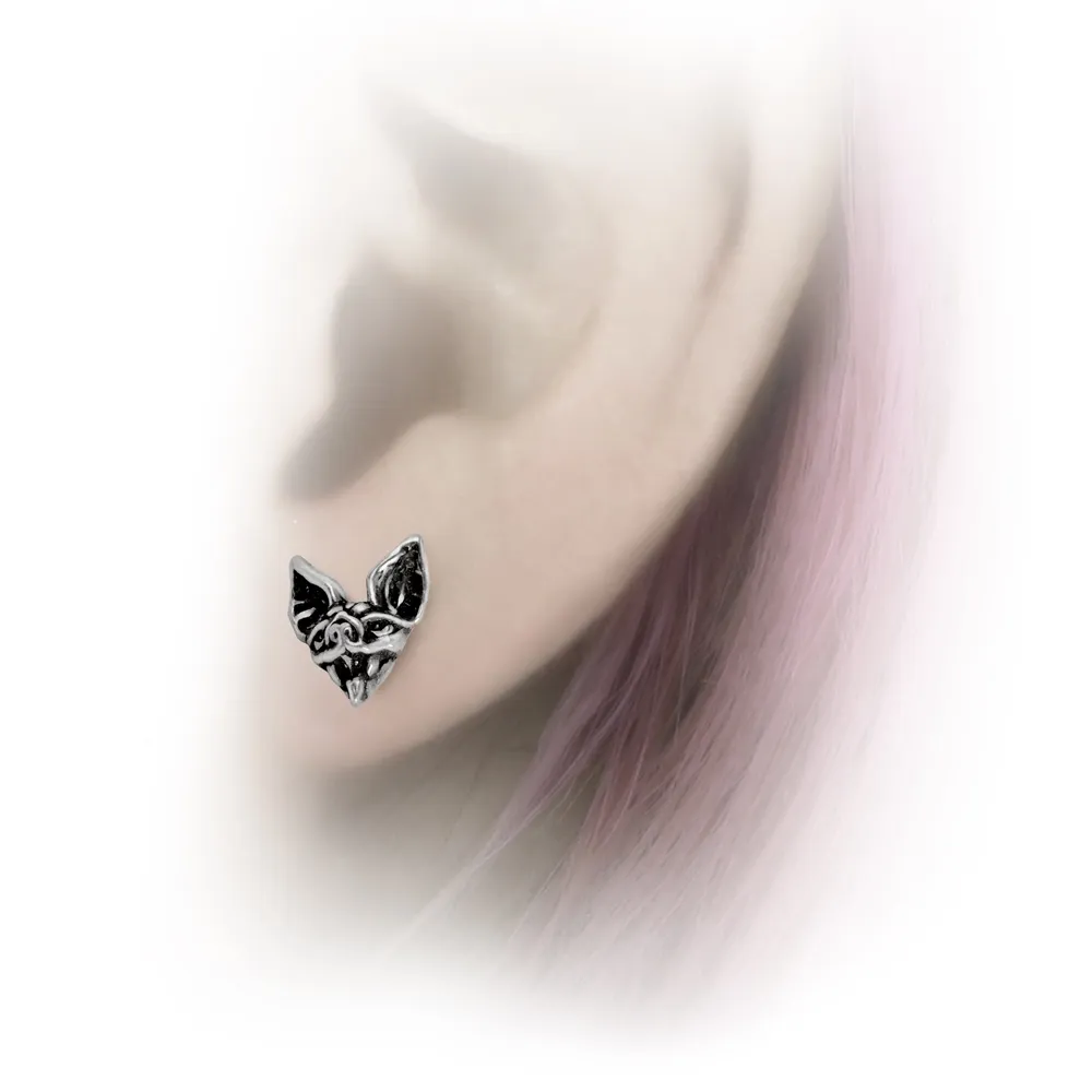 ALCHEMY OF ENGLAND CAUCHEMAR BAT HEAD STUD EARRINGS