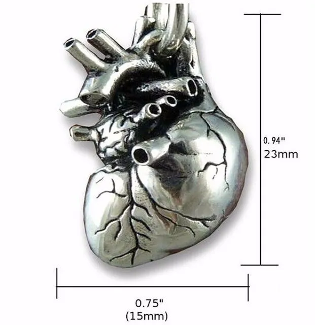 Anatomical Heart Pendant Necklace Women's Fashion High Polished Stainless Steel  Antique Silver Necklace Jewelry For Wedding, Party, Occasions