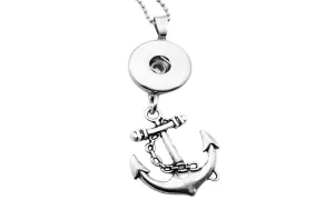 Anchor Shape Snap Button Pendant Necklace