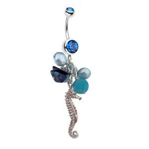 Aquatic Pearl Seahorse Belly Dangle by Saltwater Silver