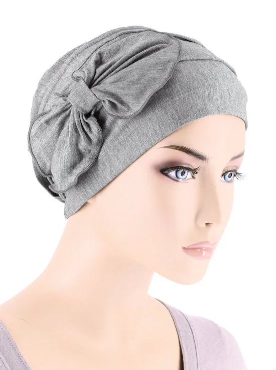 Bamboo Pleated Bow Cap Heather Gray