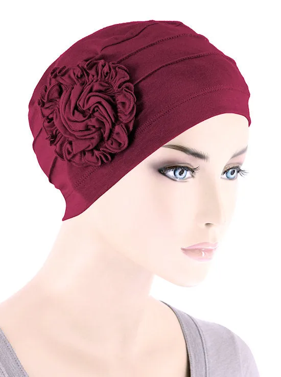 Bamboo Pleated Sunflower Cap Burgundy