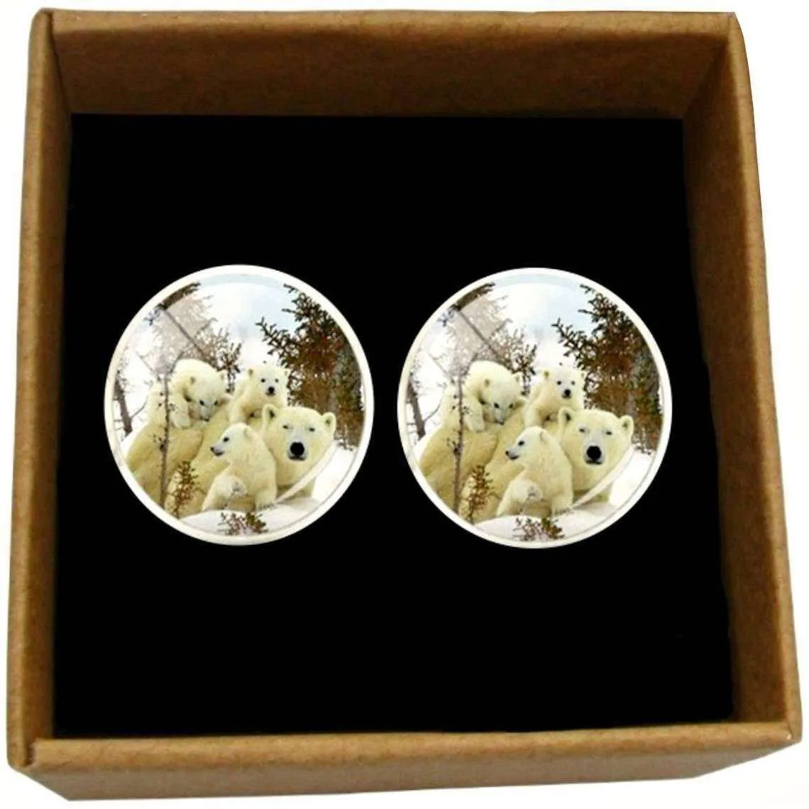 Bassin and Brown Polar Bear Cufflinks - White