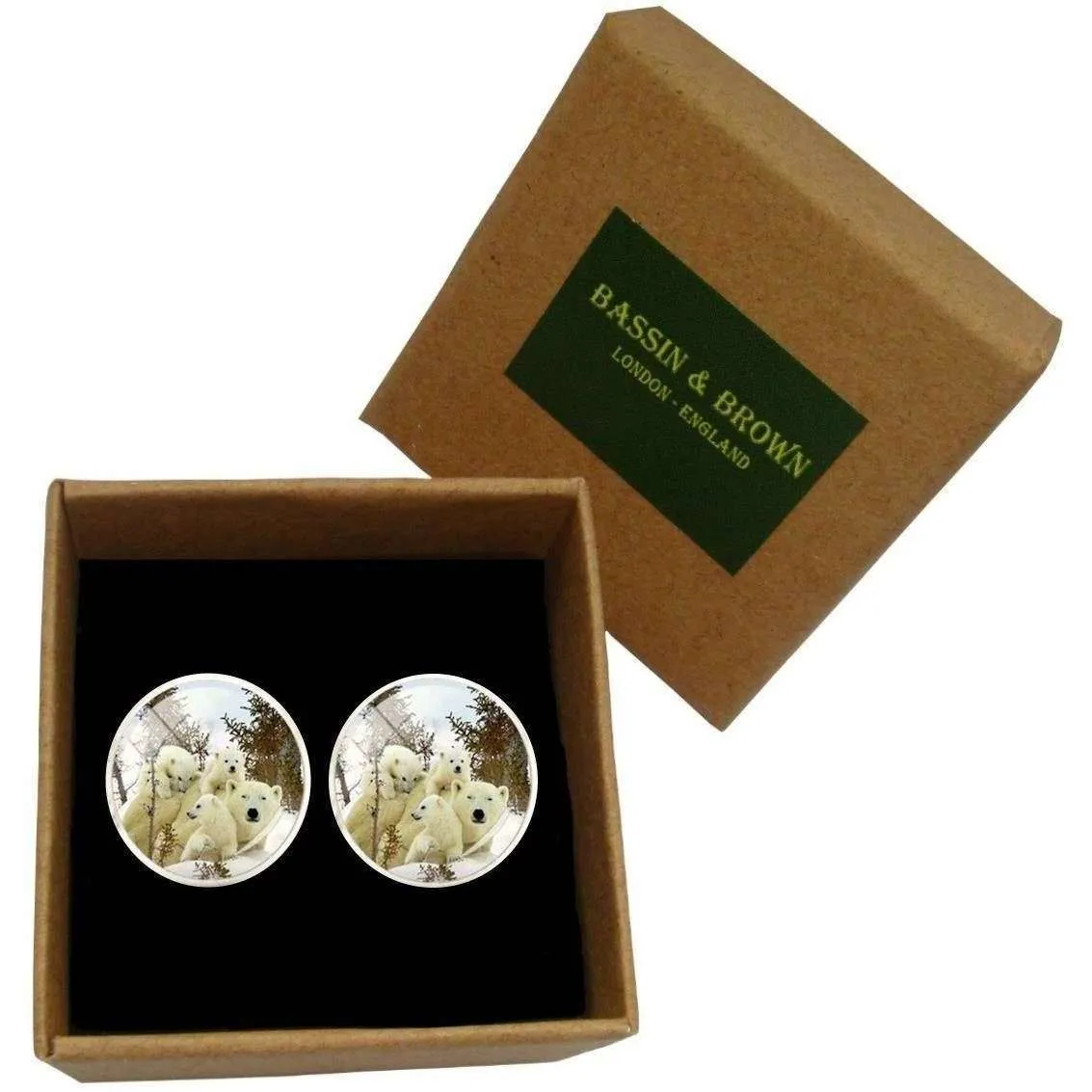 Bassin and Brown Polar Bear Cufflinks - White