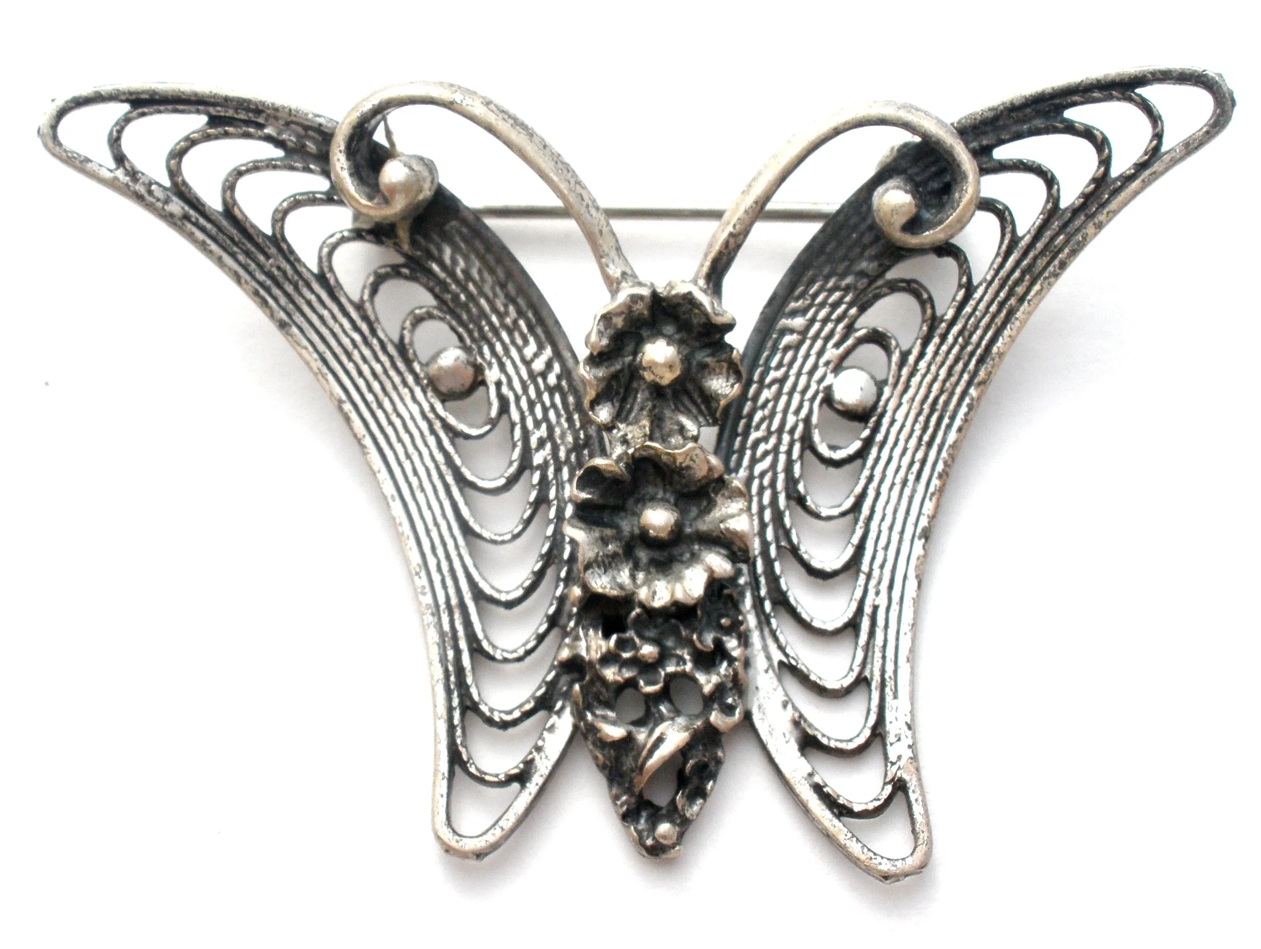 Beau Butterfly Brooch Sterling Silver Vintage