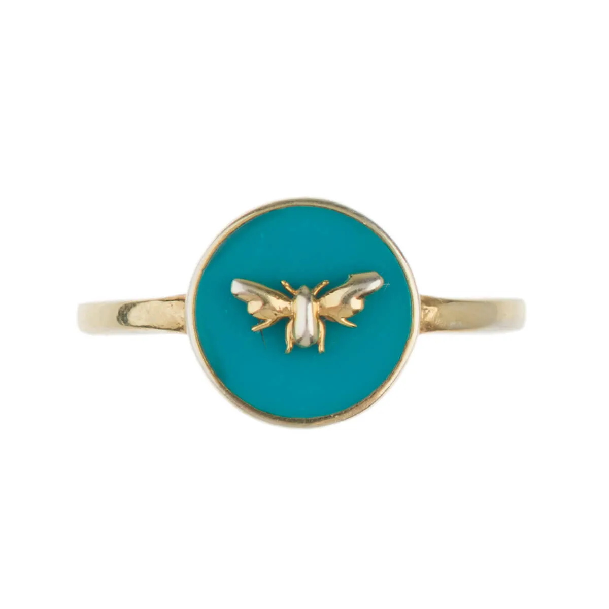 Bees Gold Plated Enamel Ring